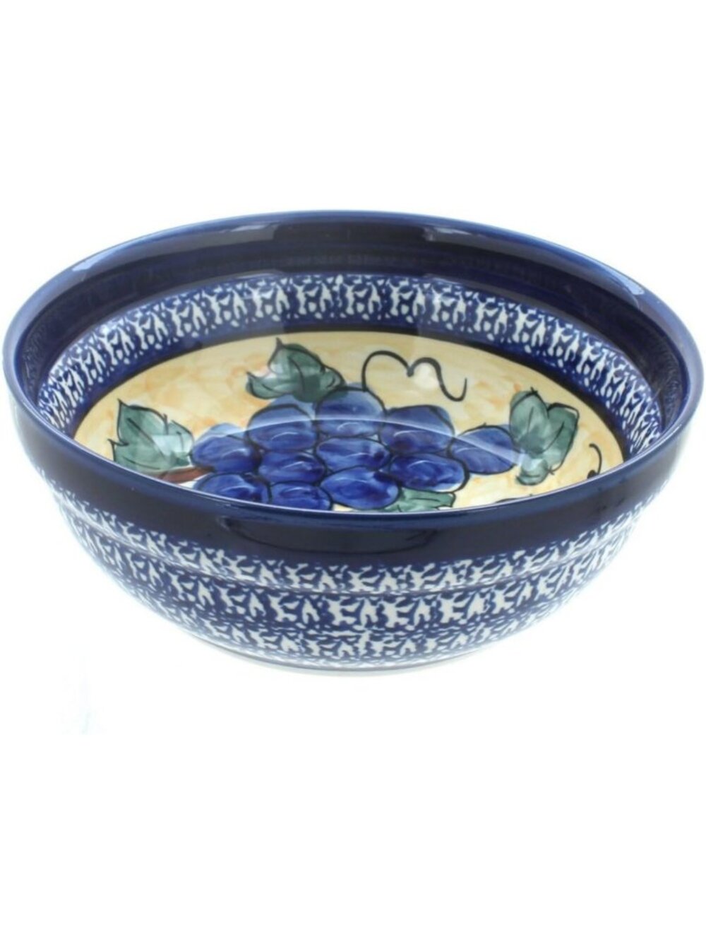 Blue Grapes Cereal/Soup Bowl - 6.7” Diameter, Cobalt Rim, Perfect for Everyday